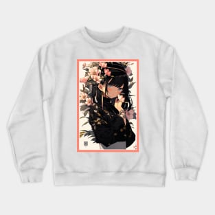 Aesthetic Anime Girl Pink Rosa Black | Quality Aesthetic Anime Design | Premium Chibi Manga Anime Art Crewneck Sweatshirt